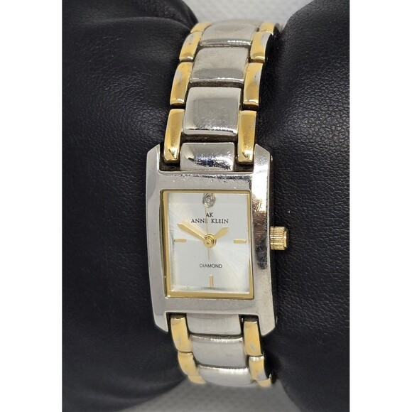 Women\'s AK Anne Klein Diamond White Dial Silver Gold Tone Bracelet Band Watch 04 main image 8